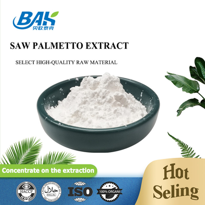 Suministro de fábrica Extracto de palma enana americana 25% 35% 45% Ácidos grasos Serenoa Repens Polvo blanco