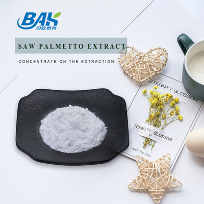 Suministro de fábrica Extracto de palma enana americana 25% 35% 45% Ácidos grasos Serenoa Repens Polvo blanco